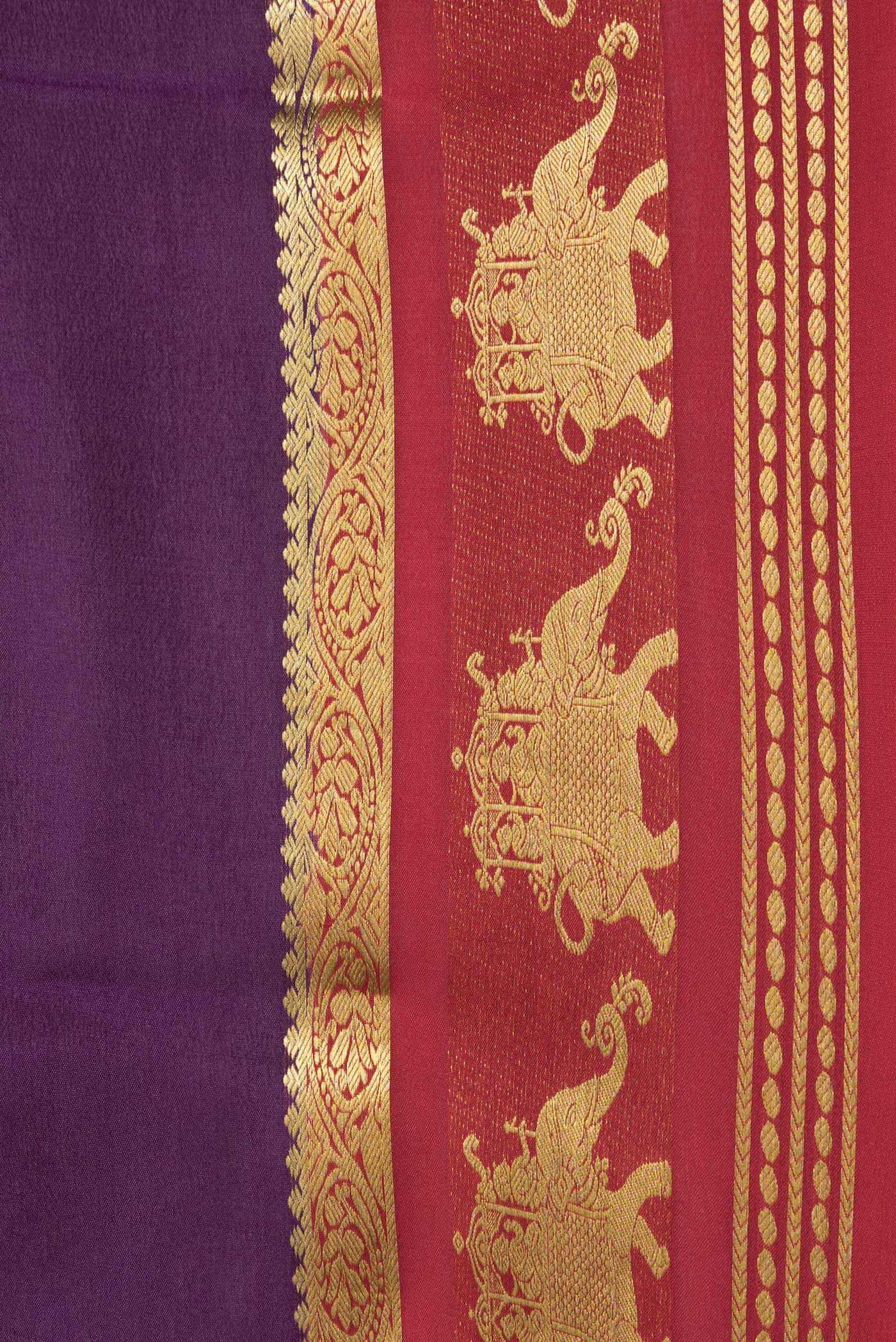 Border image of Purple Dual Tone Mysore Silk Saree with Plain Body and Zari Border. 