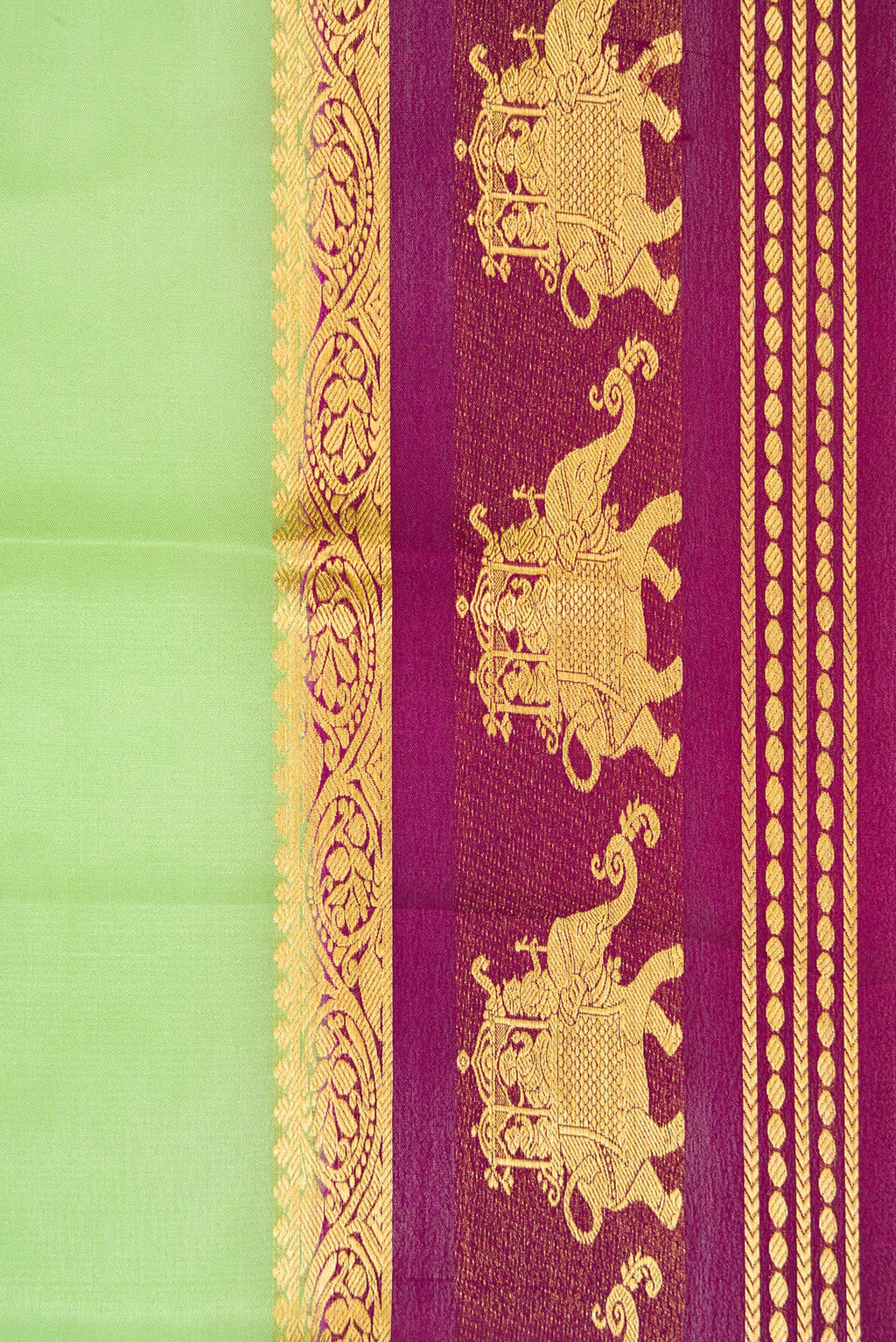 Border image of Parrot Green Dual Tone Mysore Silk Saree with Plain Body and Fancy Border. 