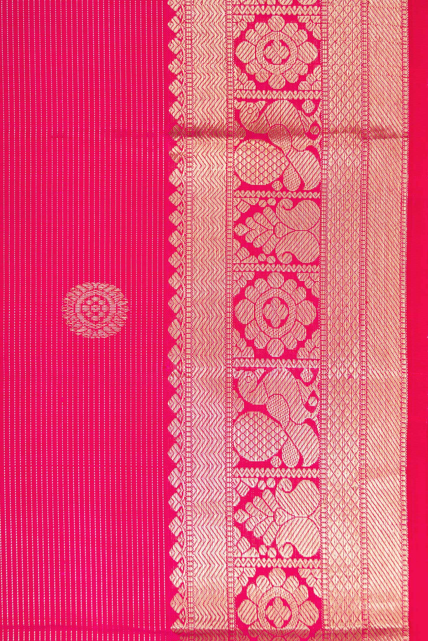 Border image of Pink Dual Tone Kanjivaram Silk Saree with Zari Butta on the body and Zari Border. 