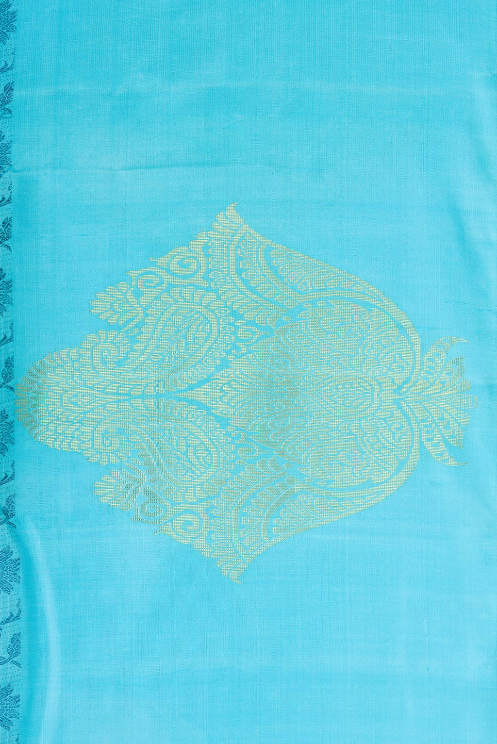 Border image of Sky Blue Dual Tone Kanjivaram Silk Saree with Zari Butta on the body and Fancy Border. 