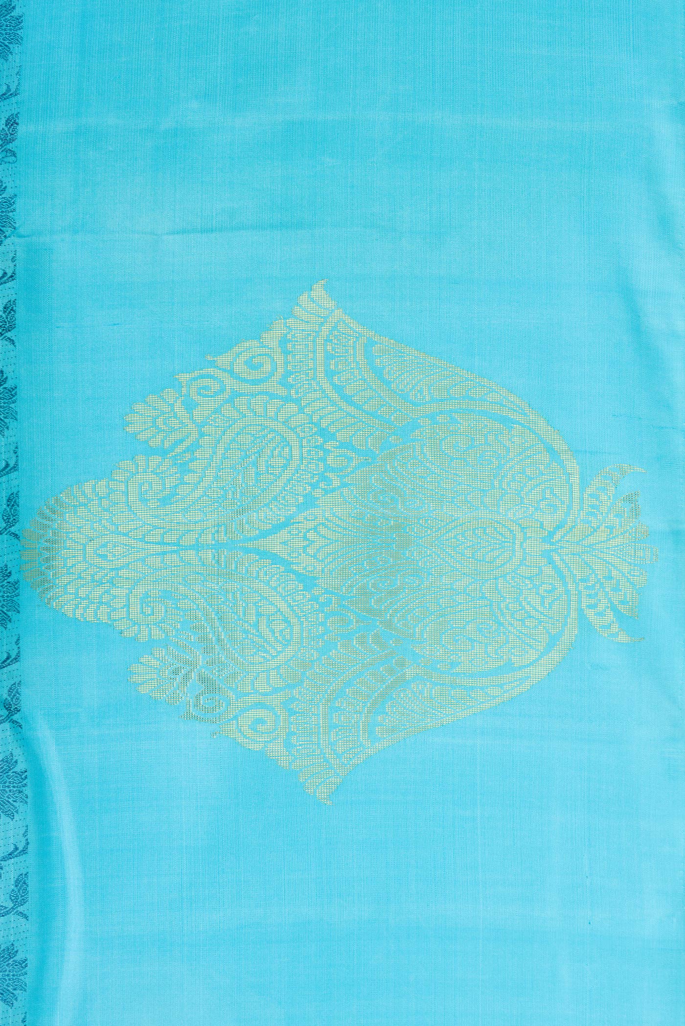 Border image of Sky Blue Dual Tone Kanjivaram Silk Saree with Zari Butta on the body and Fancy Border. 