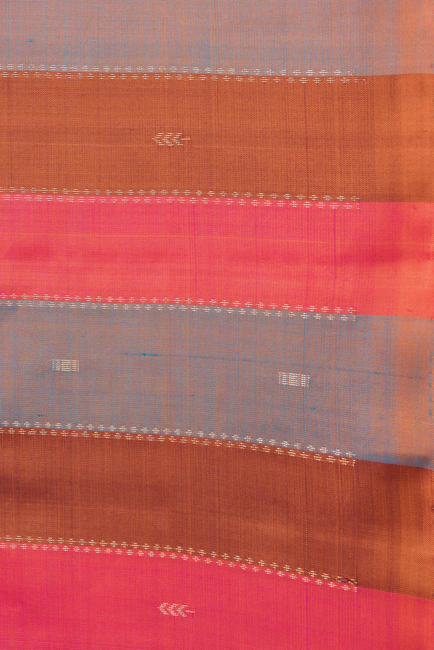 Border image of Pink, Brown and Peacock Blue Color Soft Silk Saree with Stripes on the body and Without Border. 