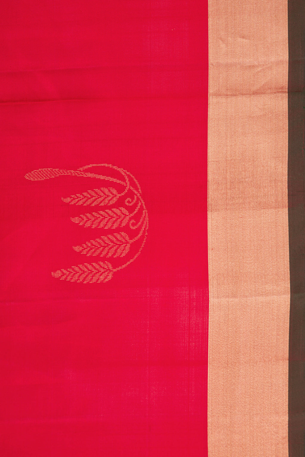 Border image of Red Dual Tone Soft Silk Saree with Zari Butta on the body and Zari Border. 