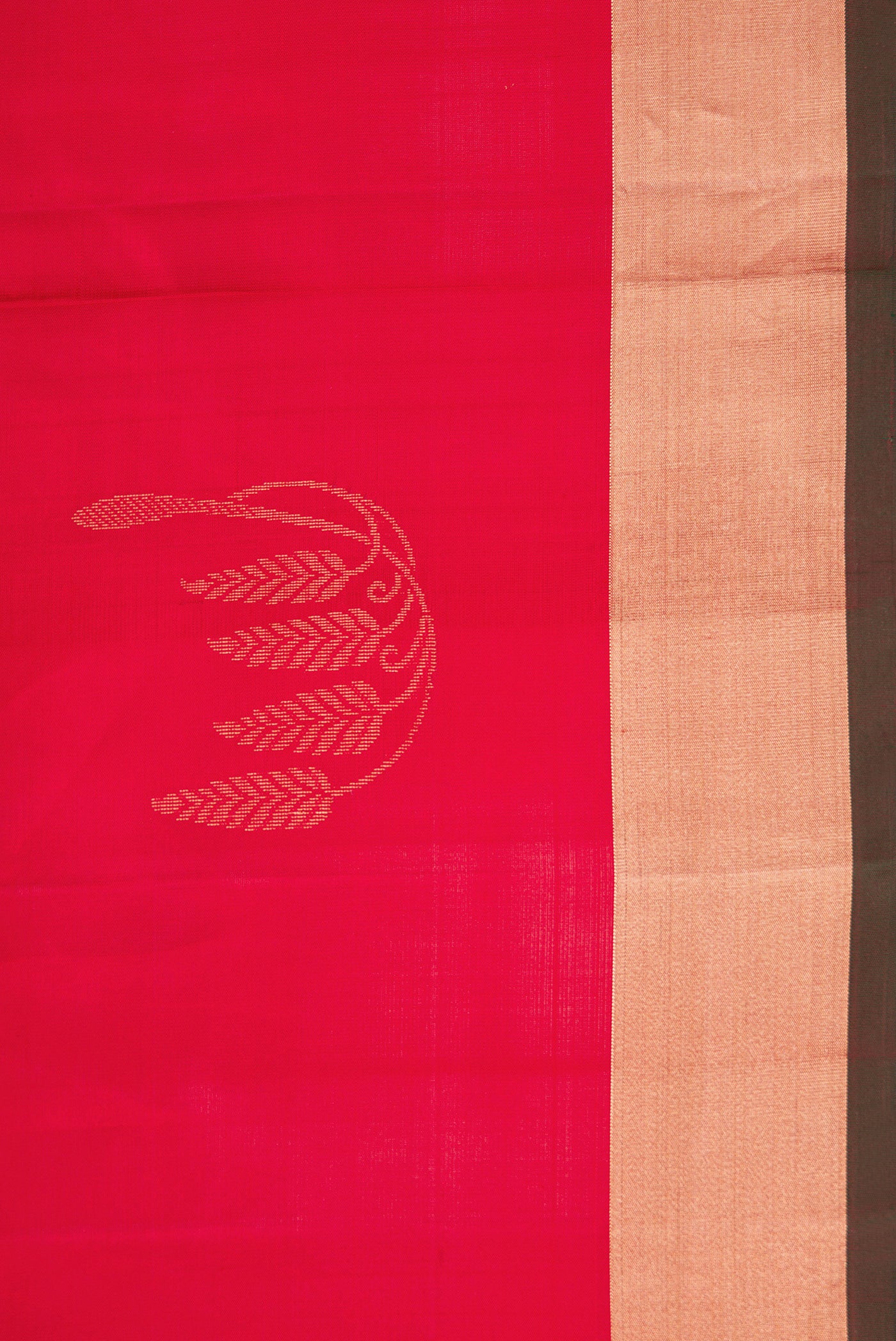 Border image of Red Dual Tone Soft Silk Saree with Zari Butta on the body and Zari Border. 