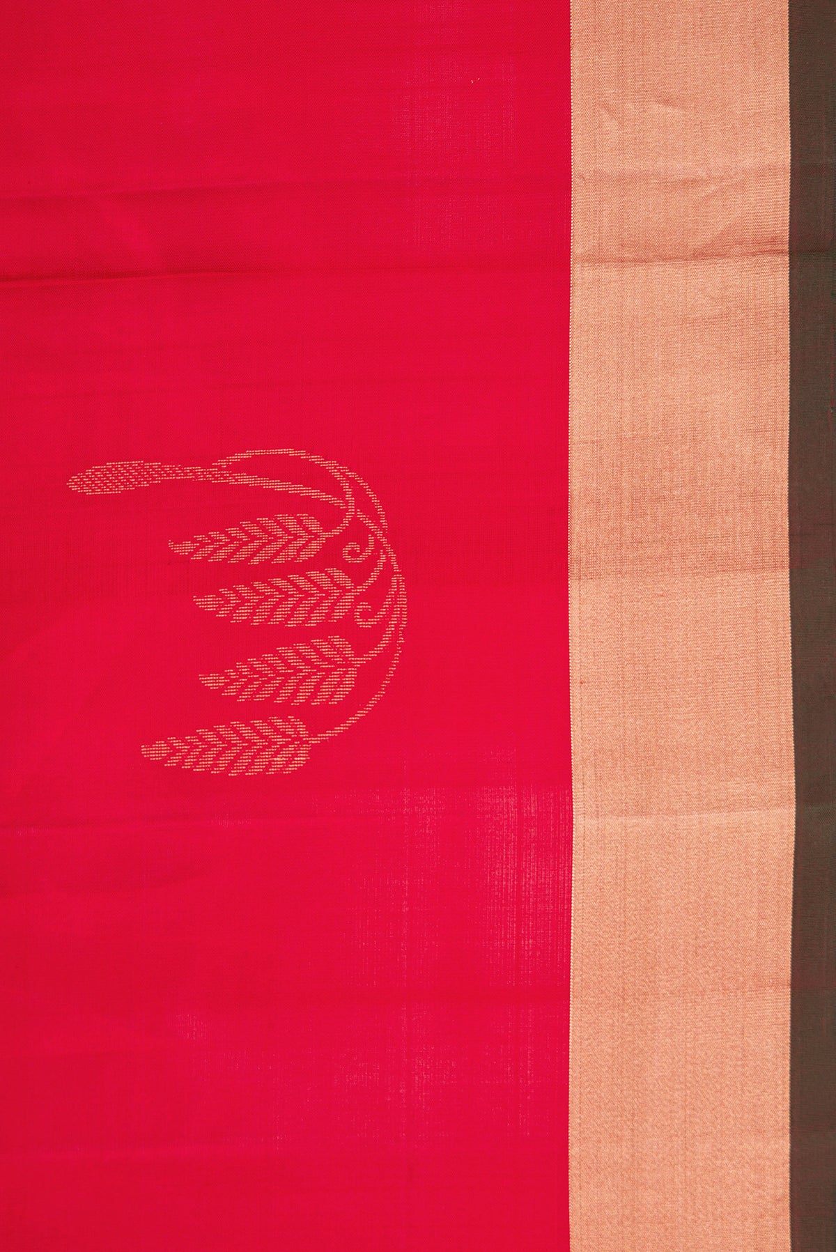 Border image of Red Dual Tone Soft Silk Saree with Zari Butta on the body and Zari Border. 