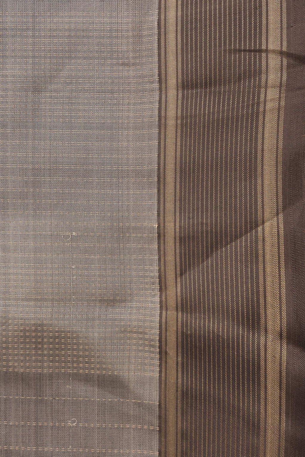 Border image of Grey Dual Tone Soft Silk Saree with Zari Butta on the body and Zari Border. 