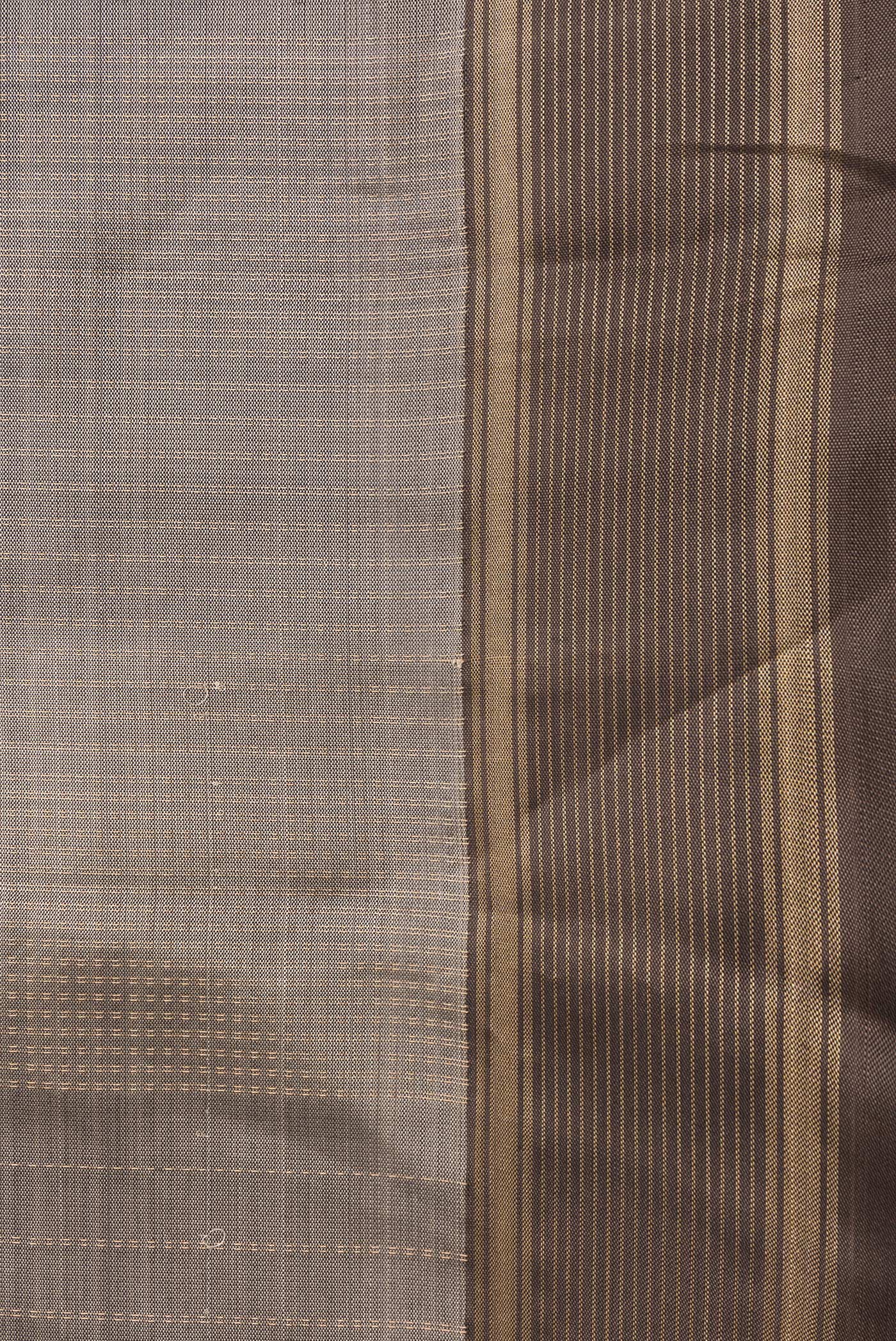 Border image of Grey Dual Tone Soft Silk Saree with Zari Butta on the body and Zari Border. 