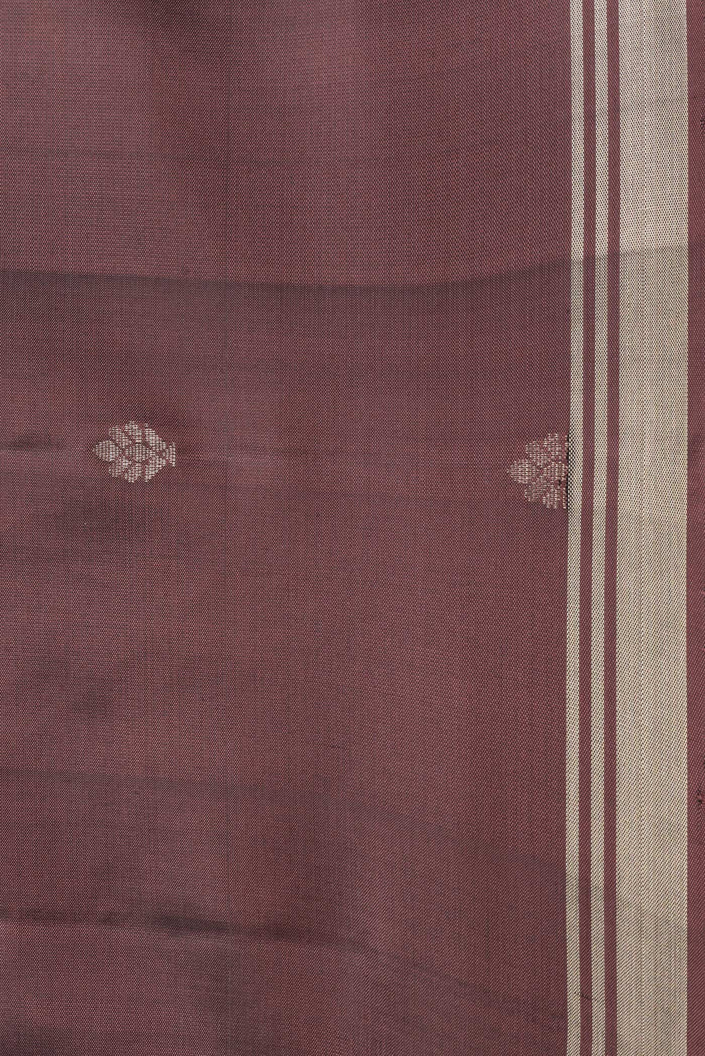 Border image of Brown Dual Tone Soft Silk Saree with Zari Butta on the body and Zari Border. 