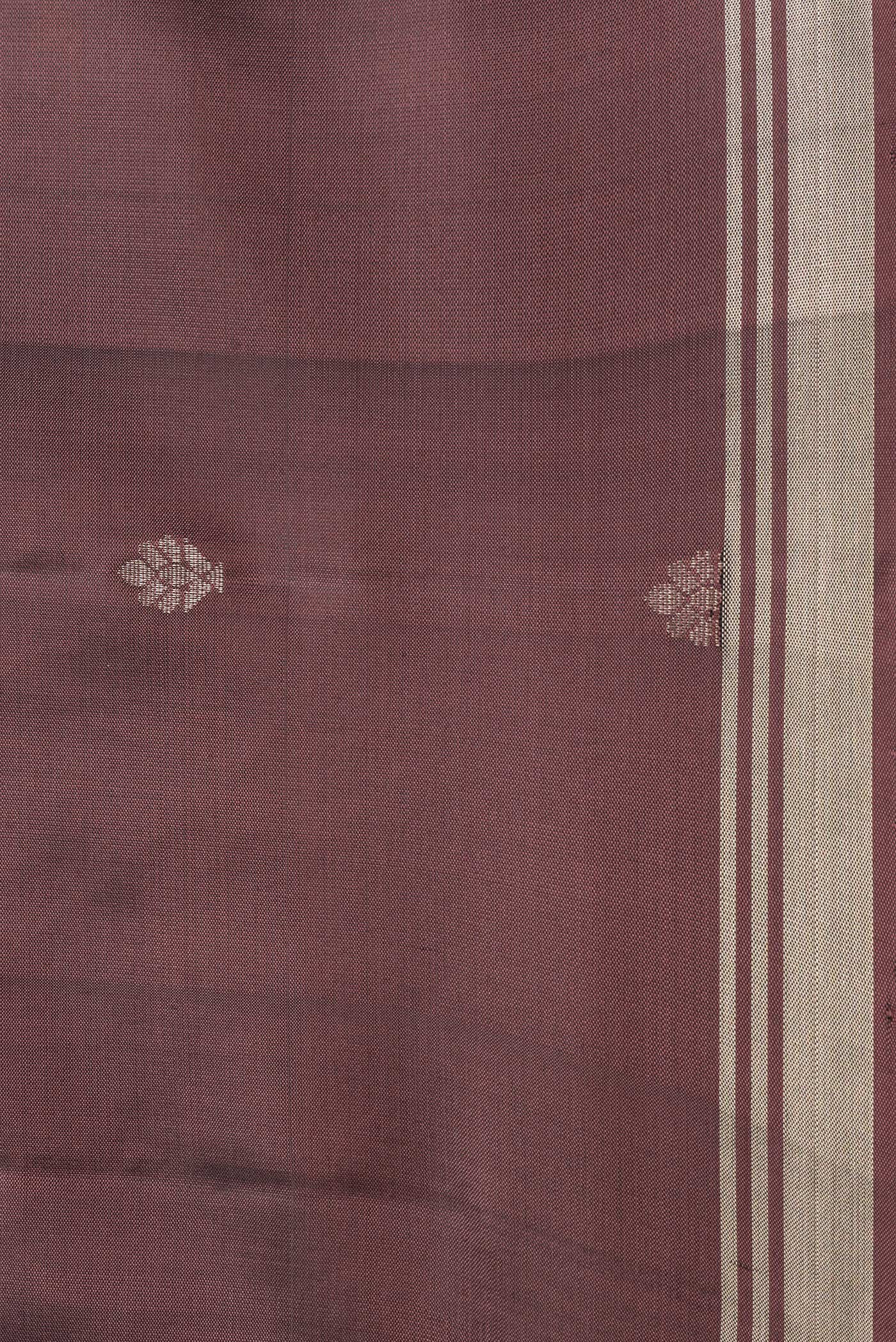 Border image of Brown Dual Tone Soft Silk Saree with Zari Butta on the body and Zari Border. 