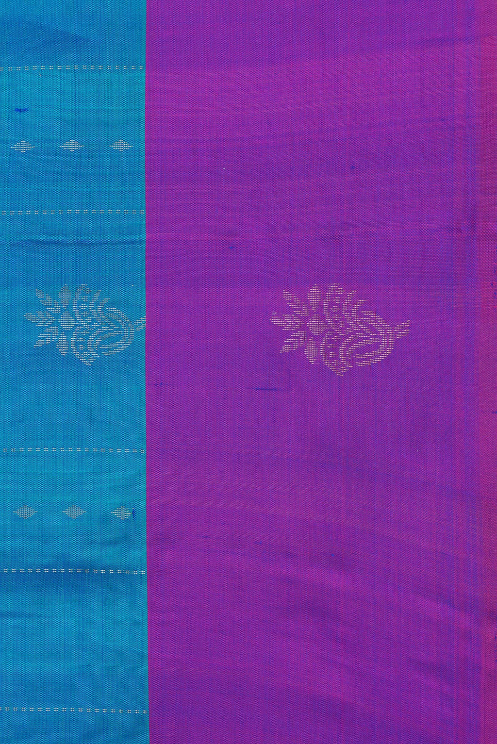 Border image of Peacock Blue Dual Tone Soft Silk Saree with Stripes on the body and Fancy Border. 