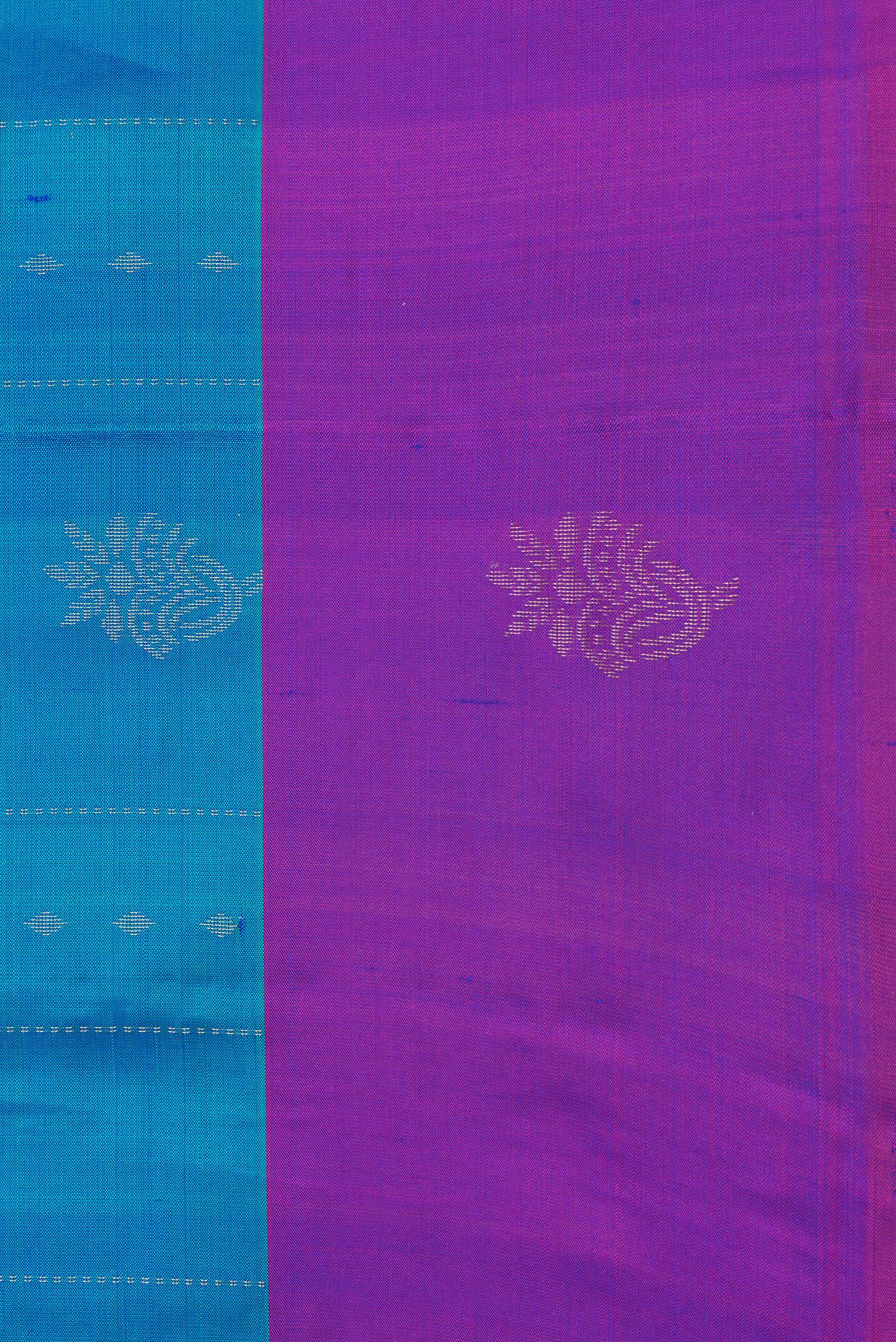 Border image of Peacock Blue Dual Tone Soft Silk Saree with Stripes on the body and Fancy Border. 