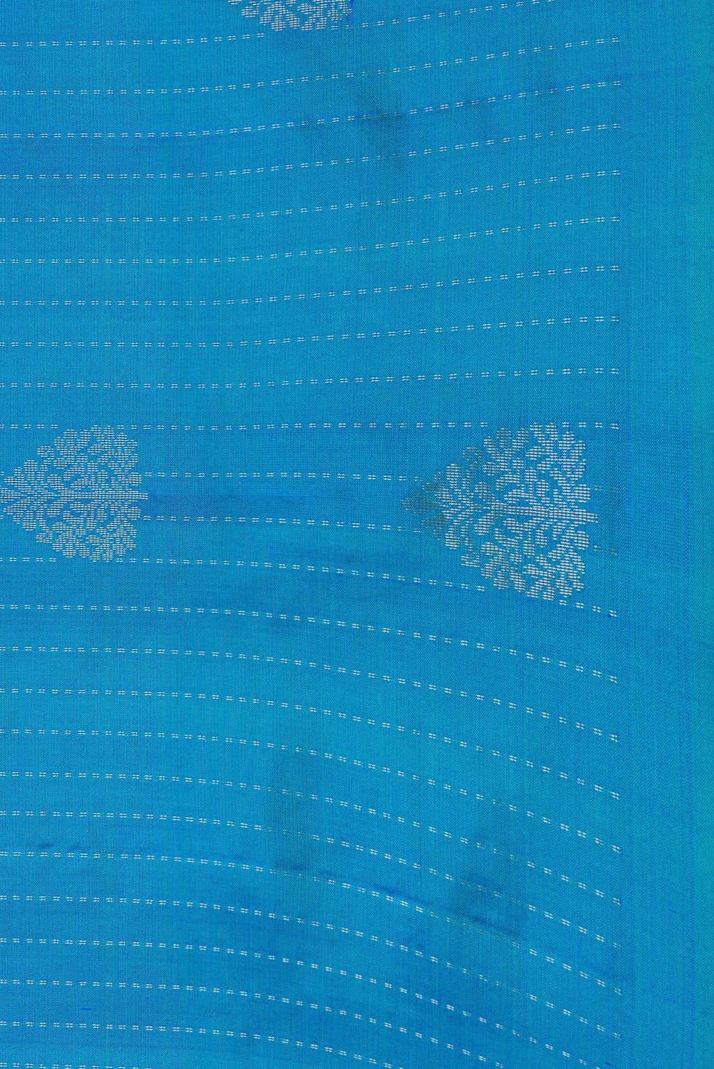 Border image of Peacock Blue Dual Tone Soft Silk Saree with Stripes on the body and Without Border. 