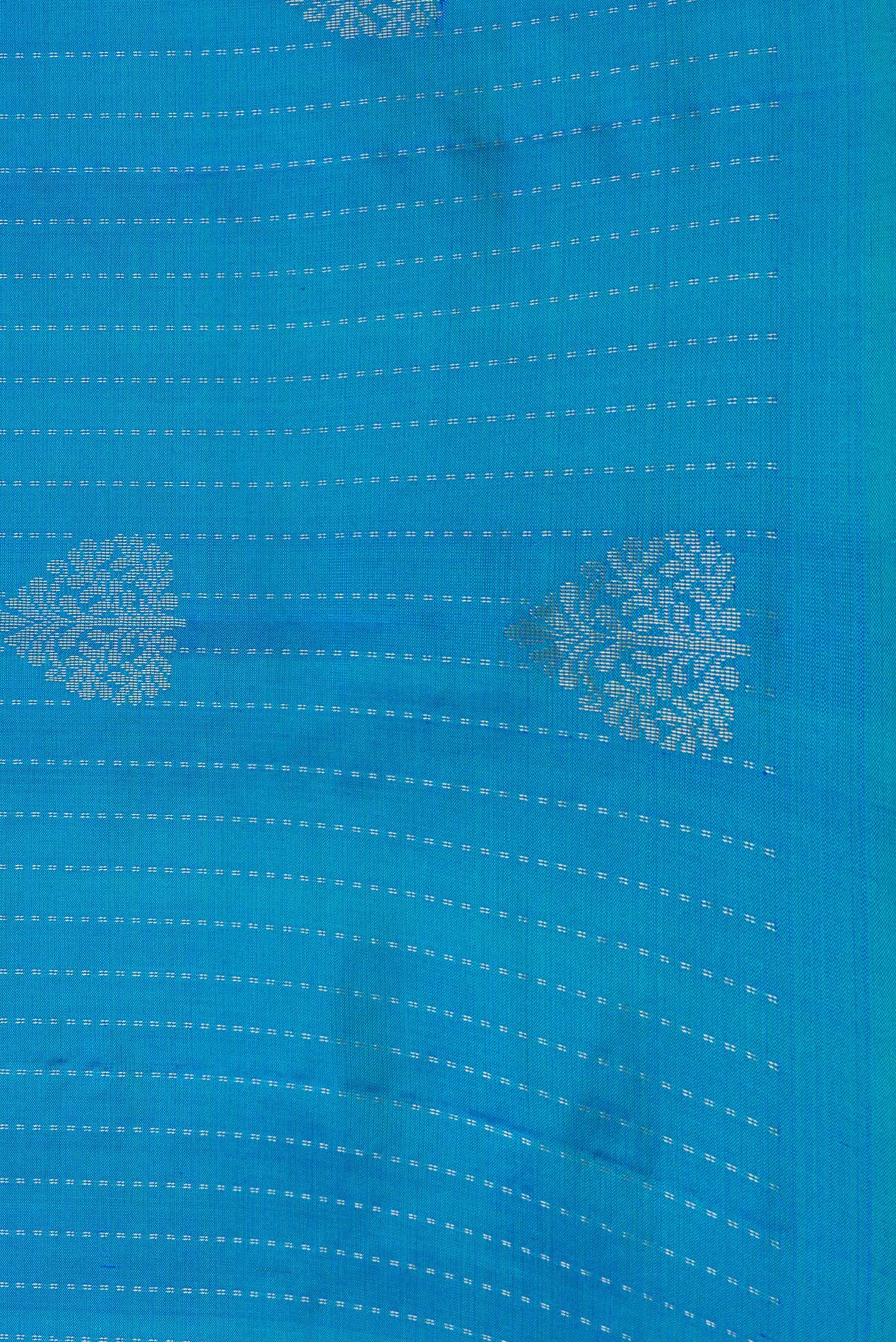 Border image of Peacock Blue Dual Tone Soft Silk Saree with Stripes on the body and Without Border. 