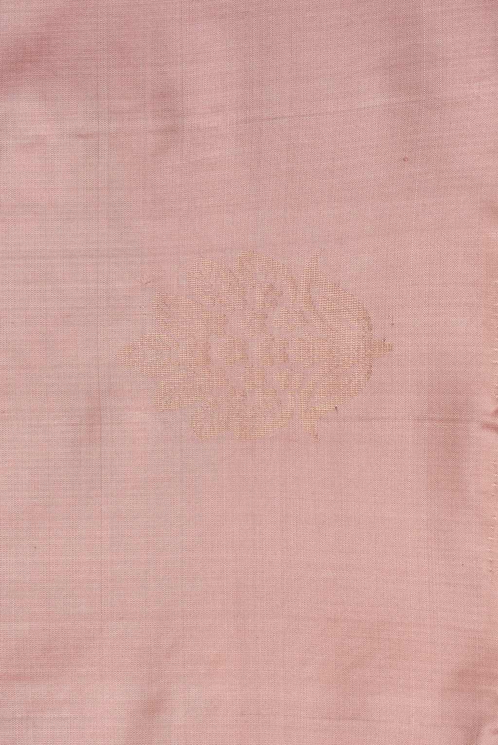Border image of Rose Gold Dual Tone Soft Silk Saree with Zari Butta on the body and Without Border. 