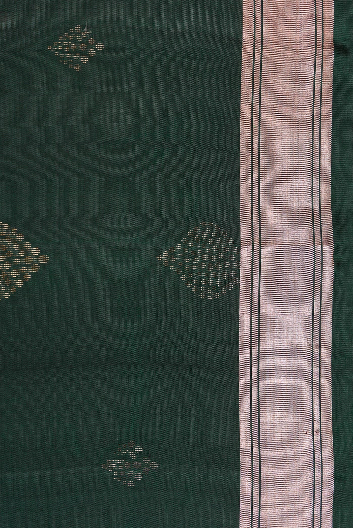 Border image of Bottle Green Dual Tone Soft Silk Saree with Zari Butta on the body and Zari Border. 