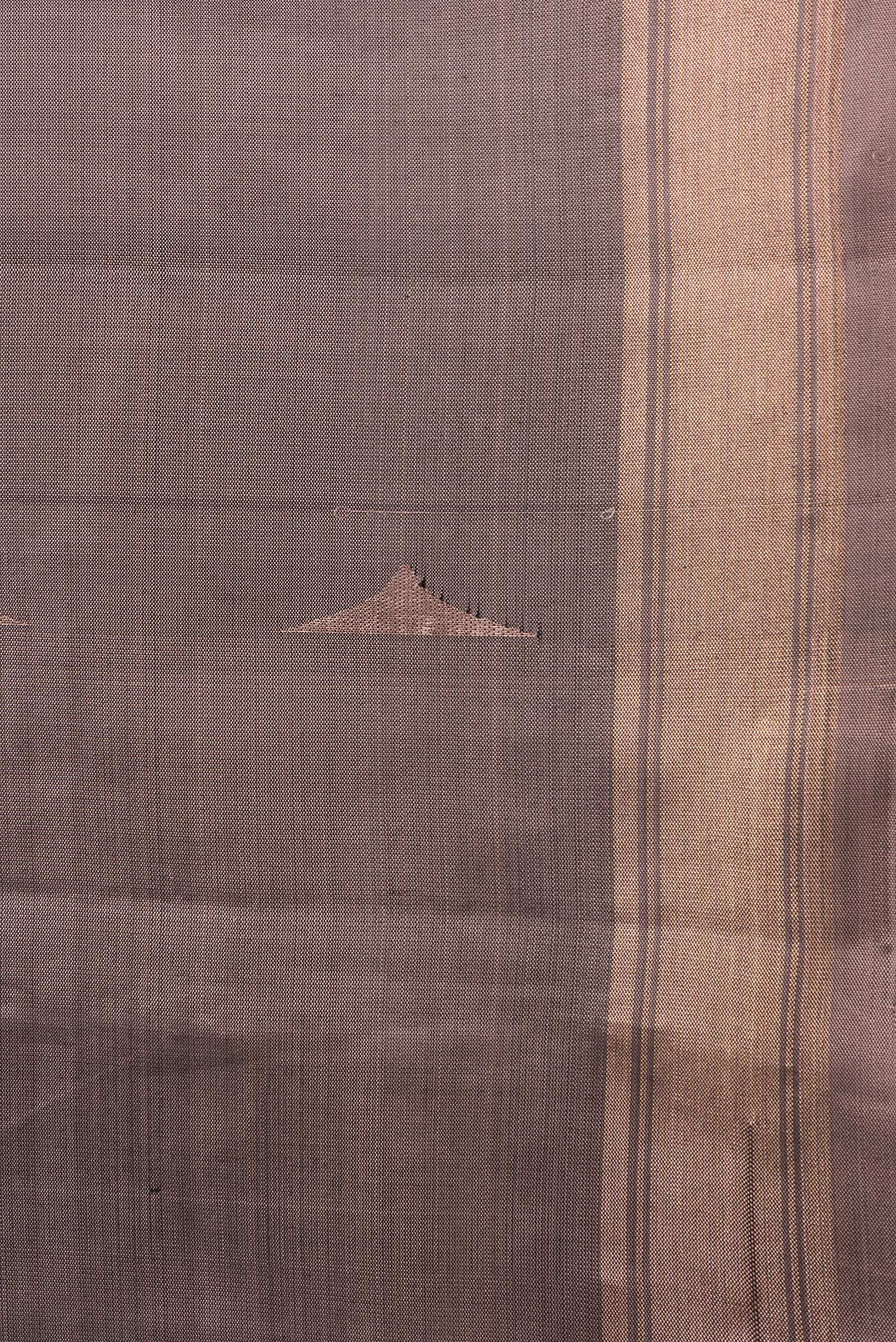 Border image of Brown Dual Tone Soft Silk Saree with Zari Butta on the body and Zari Border. 