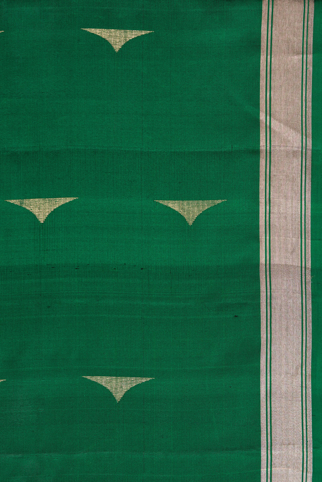 Border image of Green Dual Tone Soft Silk Saree with Zari Butta on the body and Zari Border. 