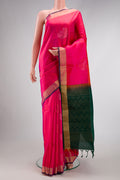 Pink Dual Tone Soft Silk Saree with Zari Butta on the body and Zari Border.  displayed on a mannequin