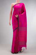 Magenta Dual Tone Soft Silk Saree with Thread Butta on the body and Plain Border.  displayed on a mannequin