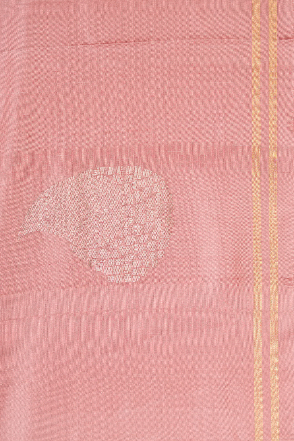 Border image of Rose Gold Dual Tone Soft Silk Saree with Zari Butta on the body and Zari Border. 