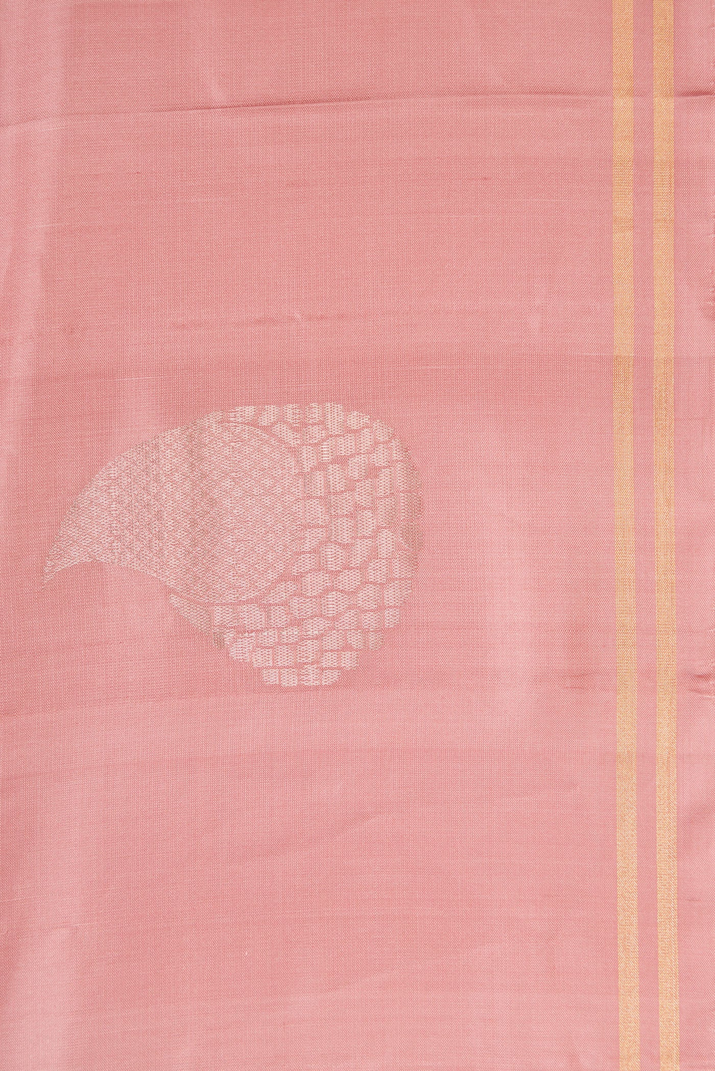 Border image of Rose Gold Dual Tone Soft Silk Saree with Zari Butta on the body and Zari Border. 