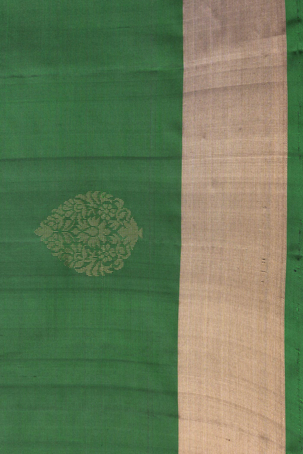 Border image of Bottle Green Dual Tone Soft Silk Saree with Zari Butta on the body and Zari Border. 