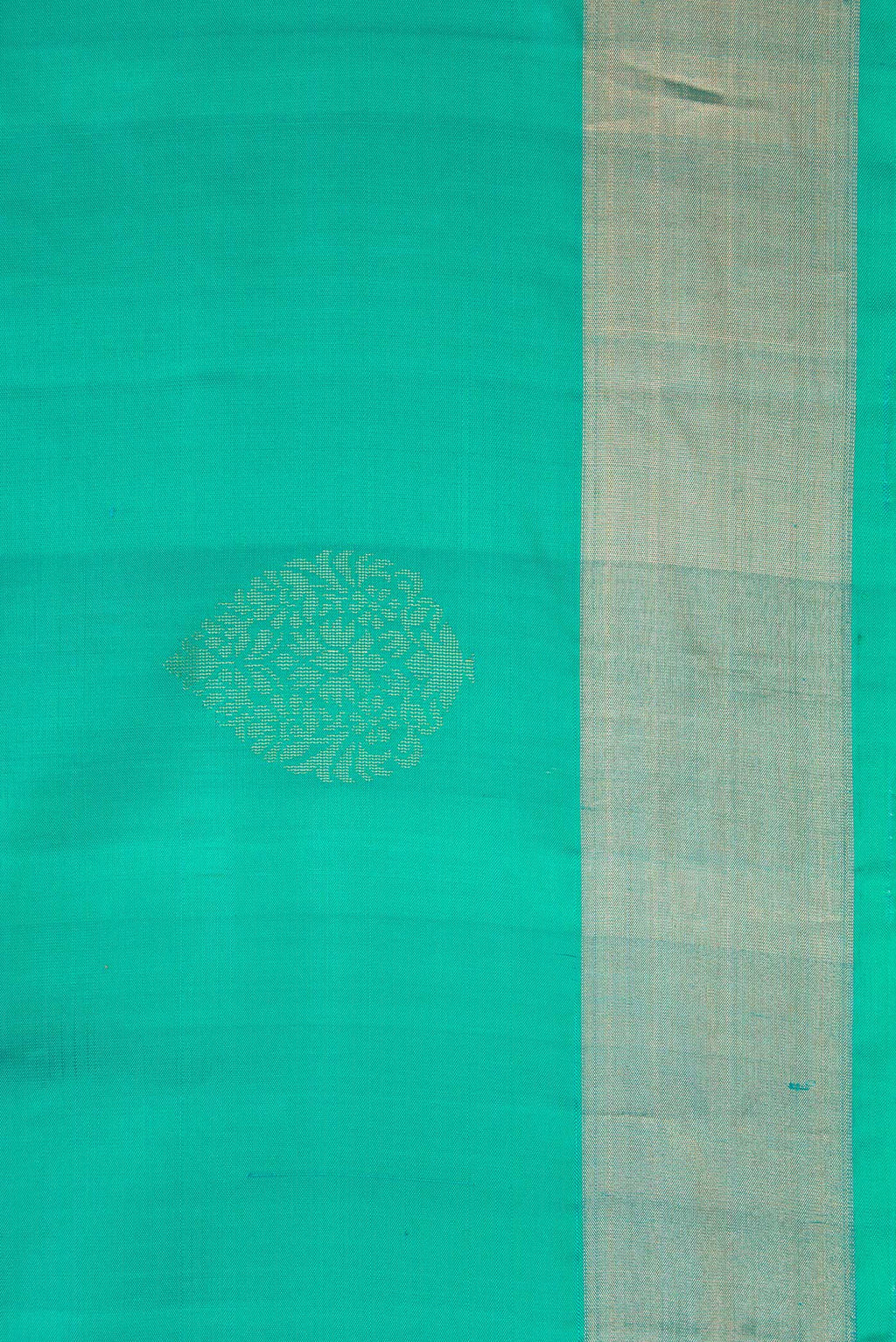 Border image of Sea Green Dual Tone Soft Silk Saree with Zari Butta on the body and Zari Border. 