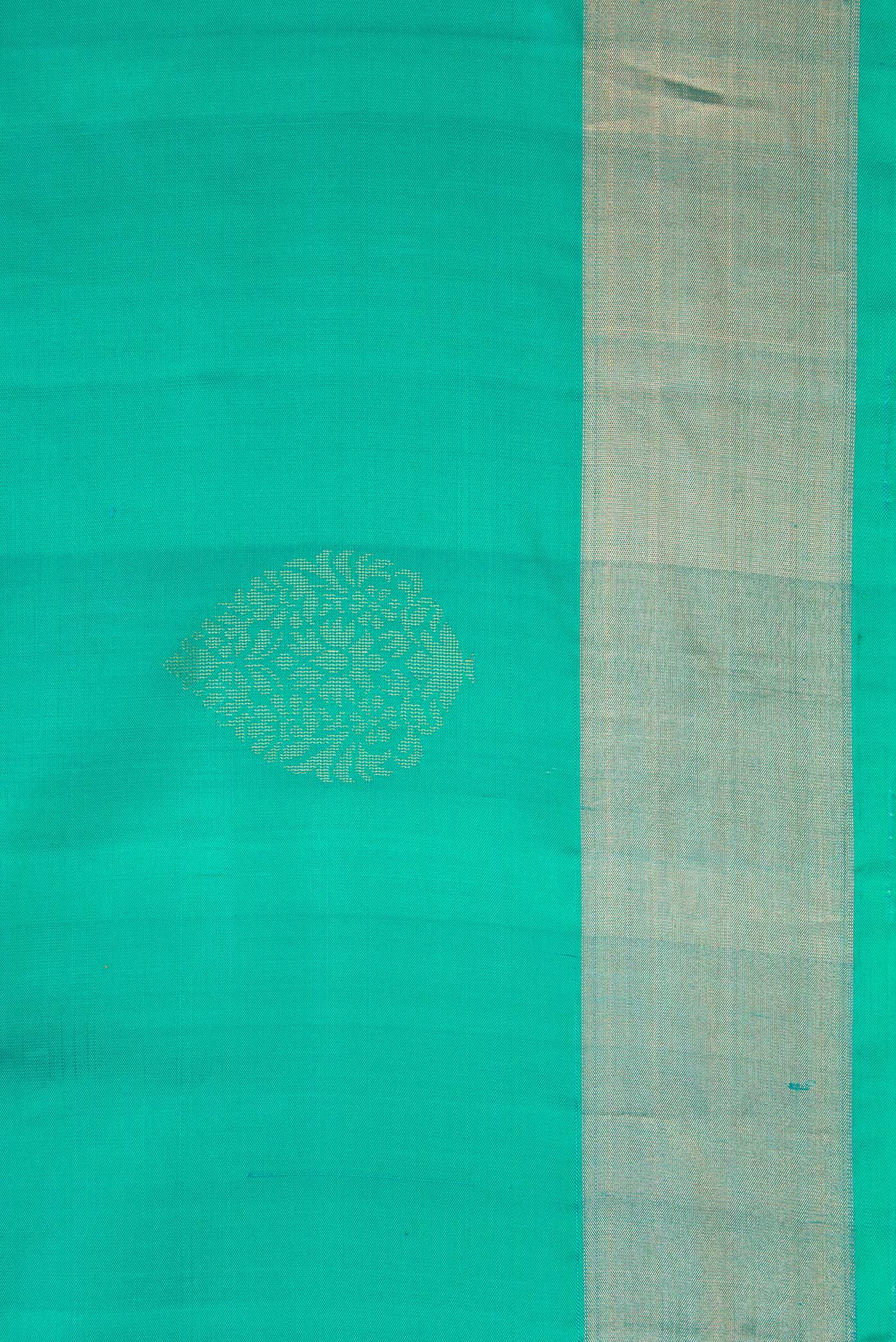 Border image of Sea Green Dual Tone Soft Silk Saree with Zari Butta on the body and Zari Border. 