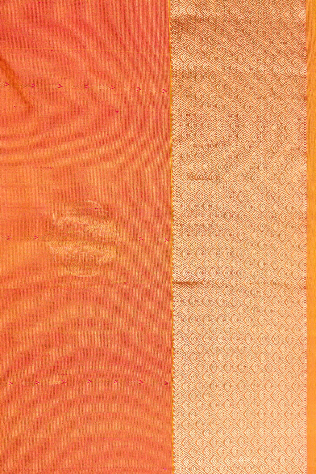 Border image of Coral Dual Tone Kanchipuram Silk Saree with Zari Butta on the body and Zari Border. 