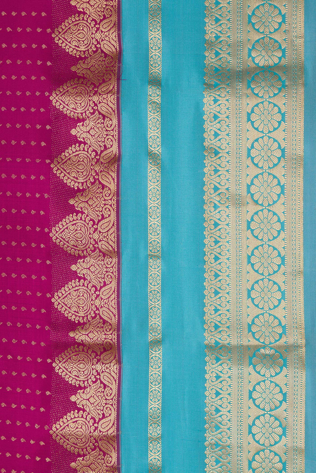 Border image of Maroon Dual Tone Kanchipuram Silk Saree with Stripes on the body and Fancy Border. 