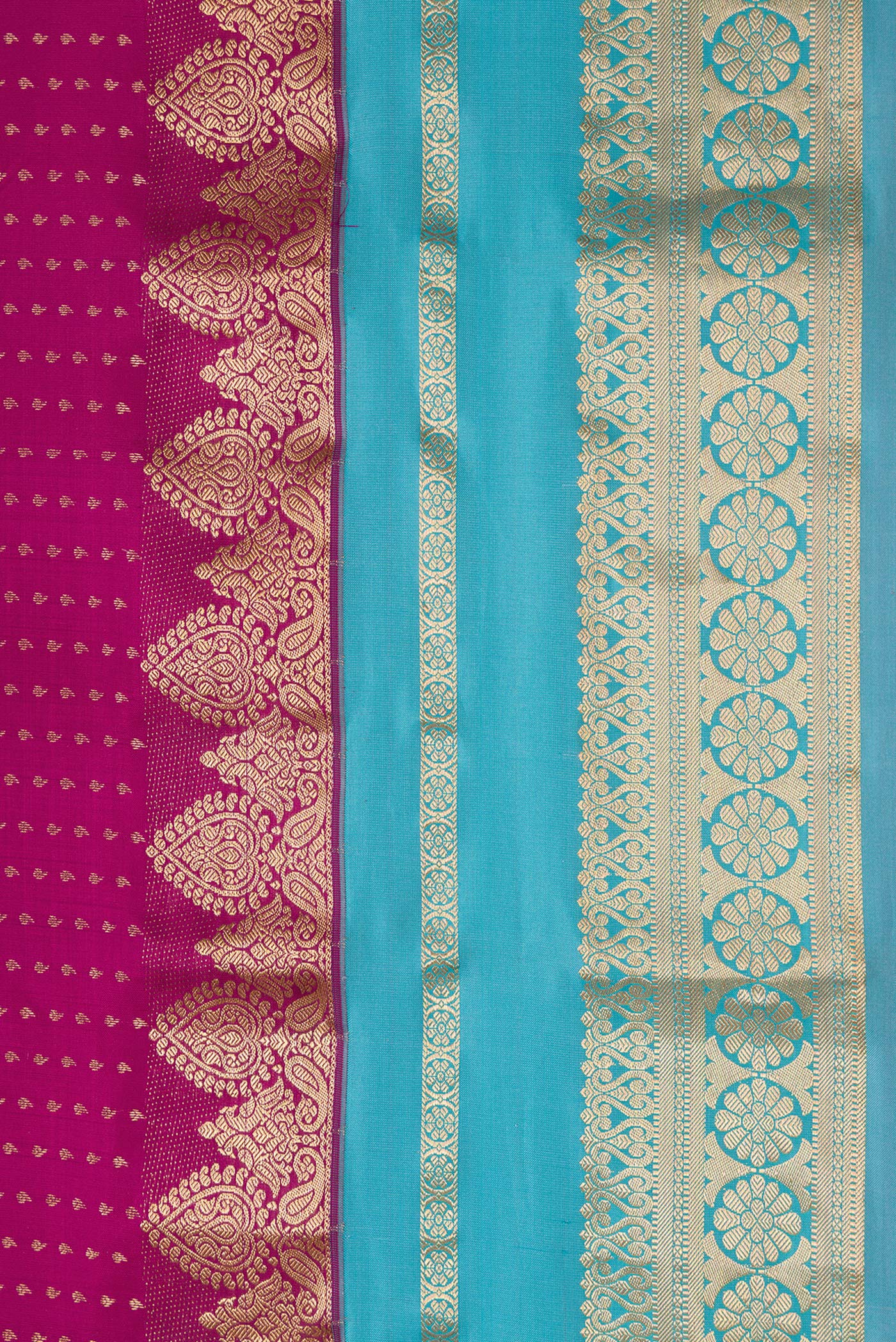 Border image of Maroon Dual Tone Kanchipuram Silk Saree with Stripes on the body and Fancy Border. 