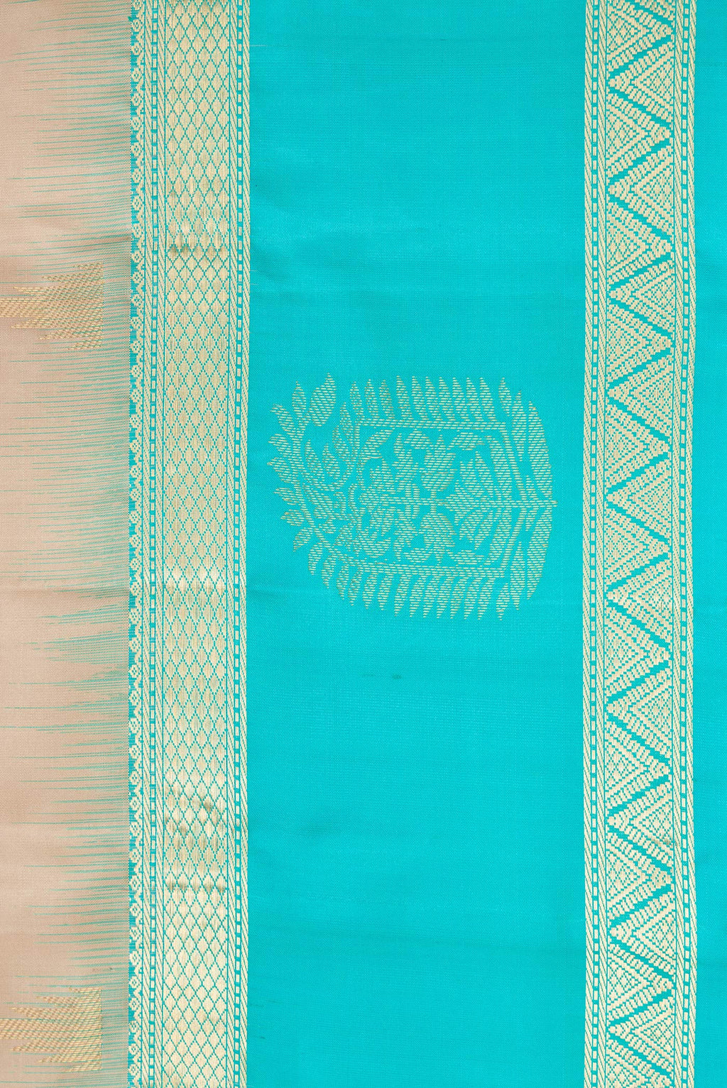 Border image of Beige Dual Tone Kanjivaram Silk Saree with Zari Butta on the body and Fancy Border. 