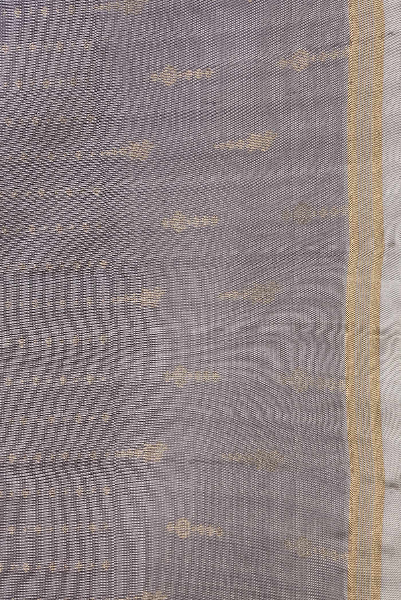 Border image of Grey Dual Tone Kanchipuram Silk Saree with Zari Butta on the body and Zari Border. 