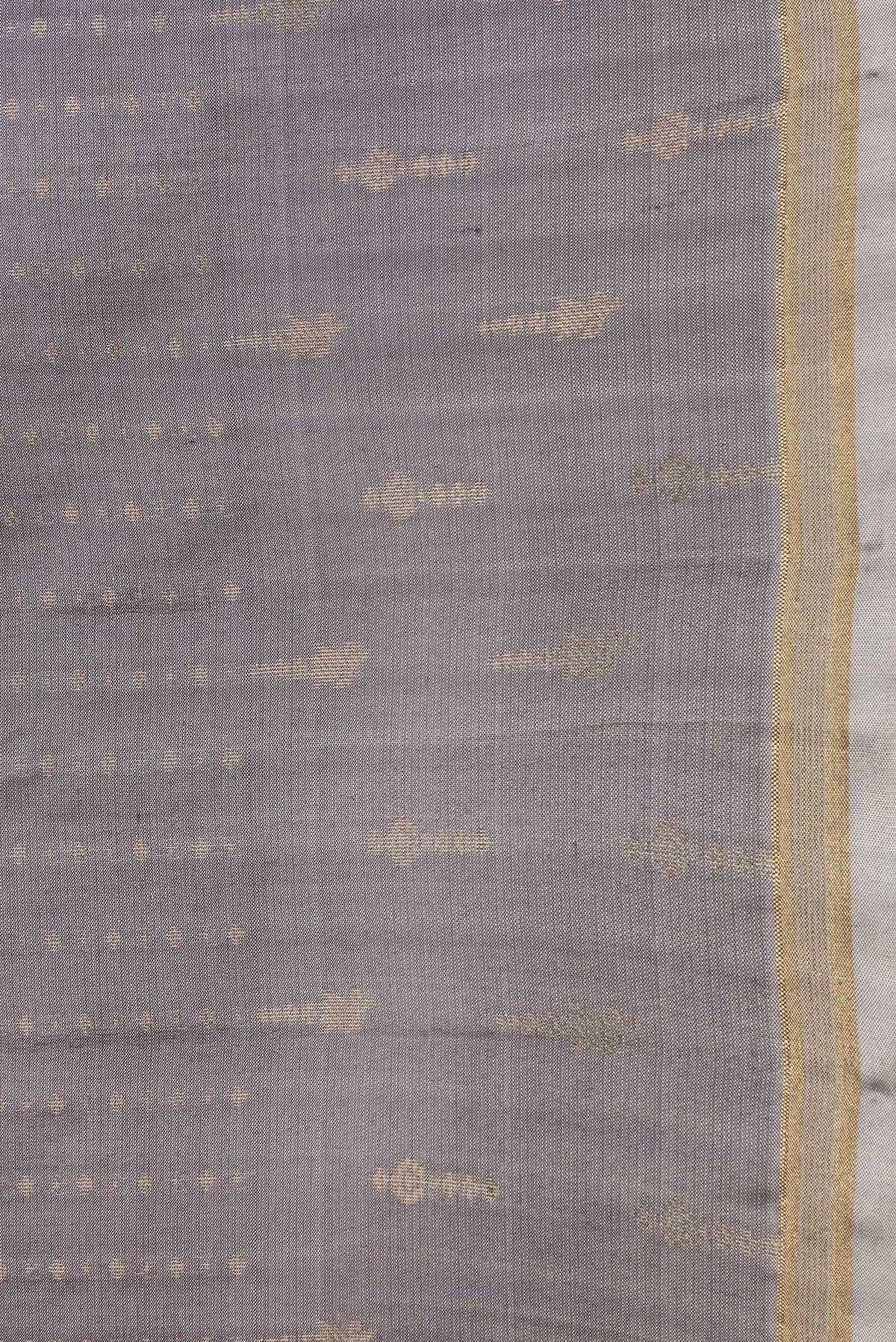 Border image of Grey Dual Tone Kanchipuram Silk Saree with Zari Butta on the body and Zari Border. 