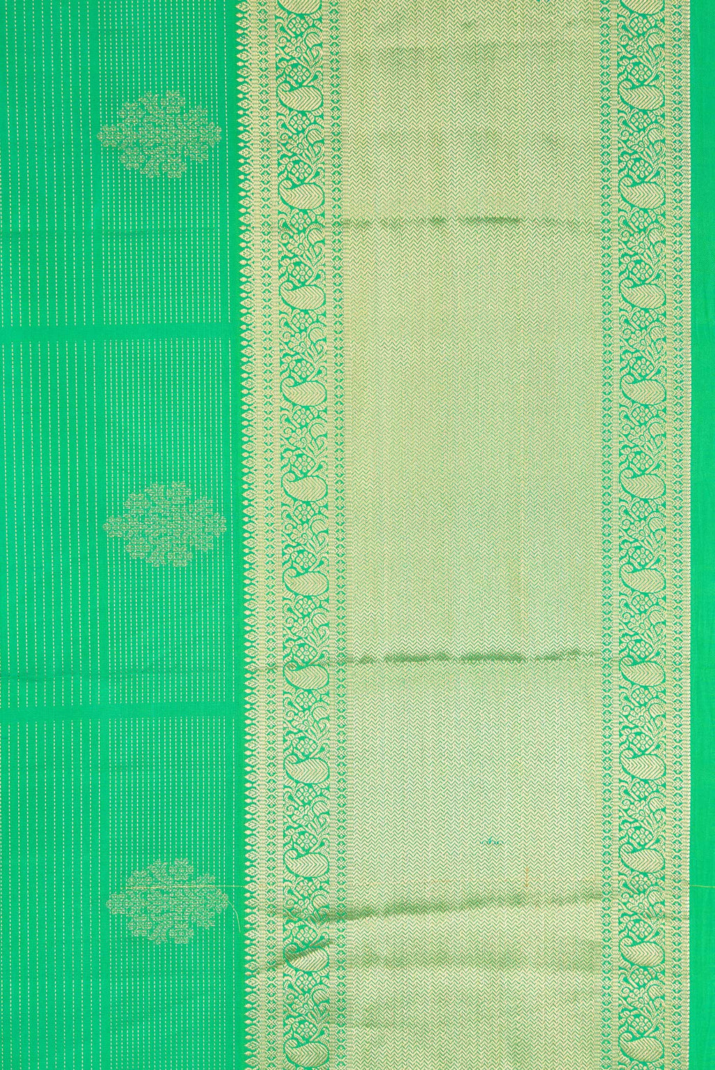 Border image of Green Dual Tone Kanjivaram Silk Saree with Zari Butta on the body and Zari Border. 