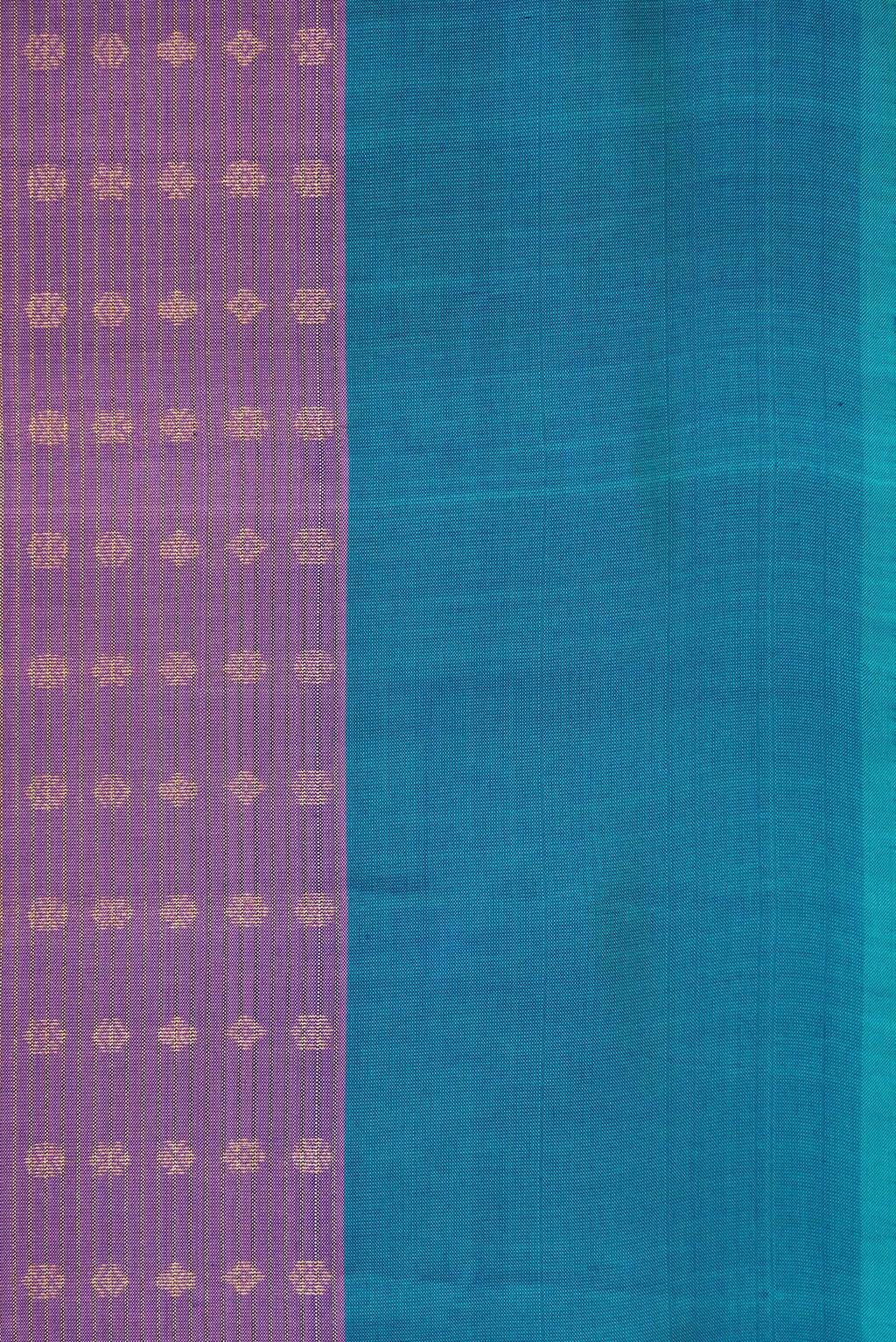Border image of Purple Dual Tone Kanchipuram Silk Saree with Stripes on the body and Plain Border. 