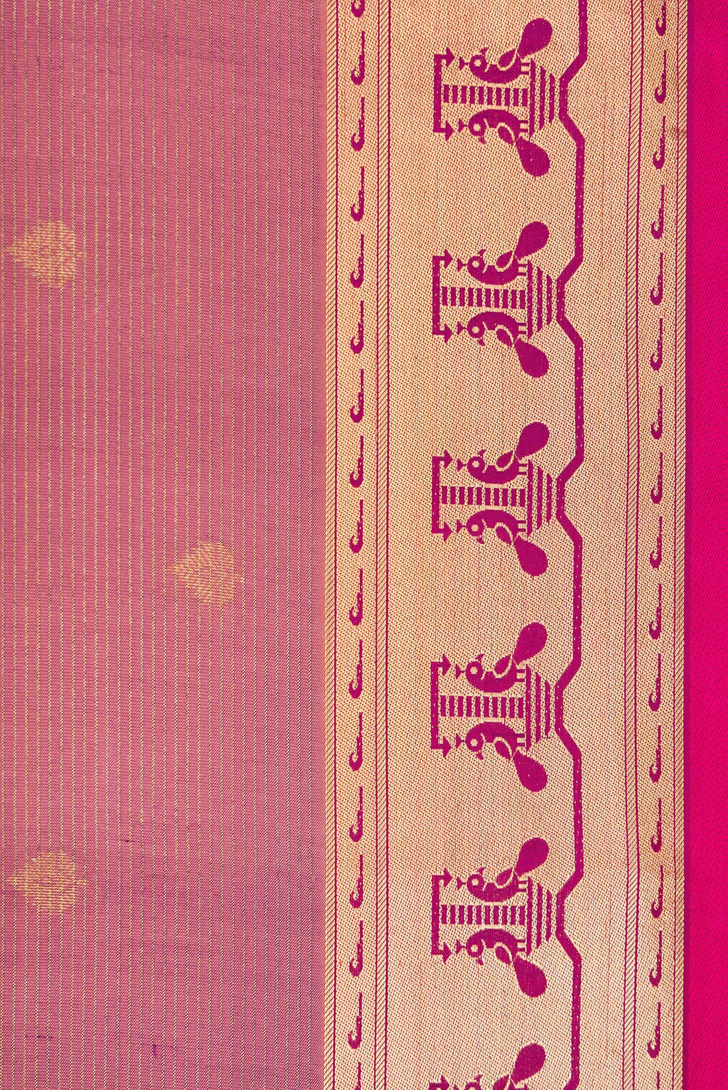 Border image of Rose pink Dual Tone Kanchipuram Silk Saree with Zari Butta on the body and Zari Border. 