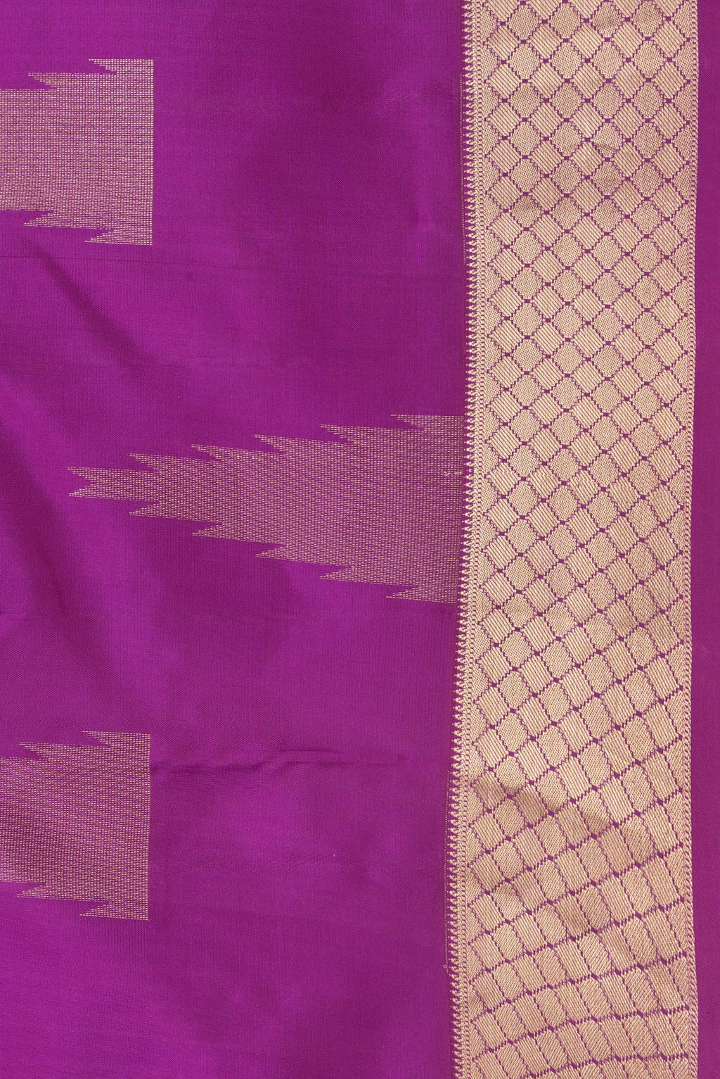 Border image of Peacock Blue Dual Tone Kanchipuram Silk Saree with Plain Body and Fancy Border. 