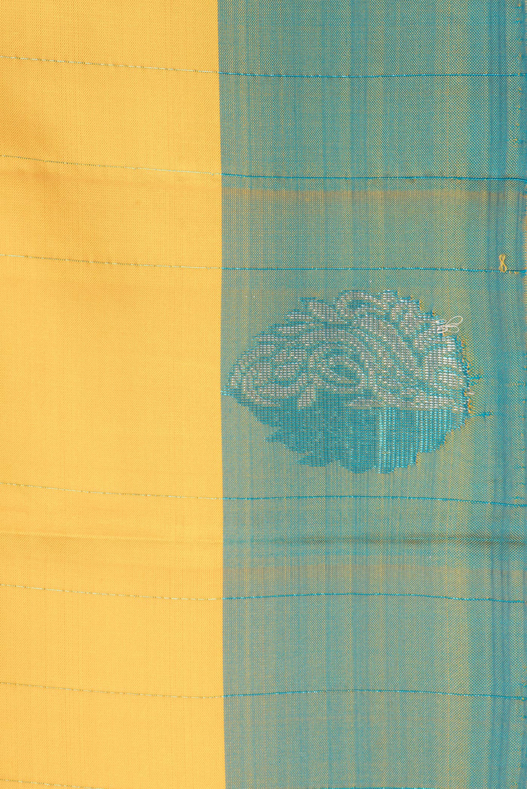 Border image of Yellow Dual Tone Kanchipuram Silk Saree with Stripes on the body and Fancy Border. 