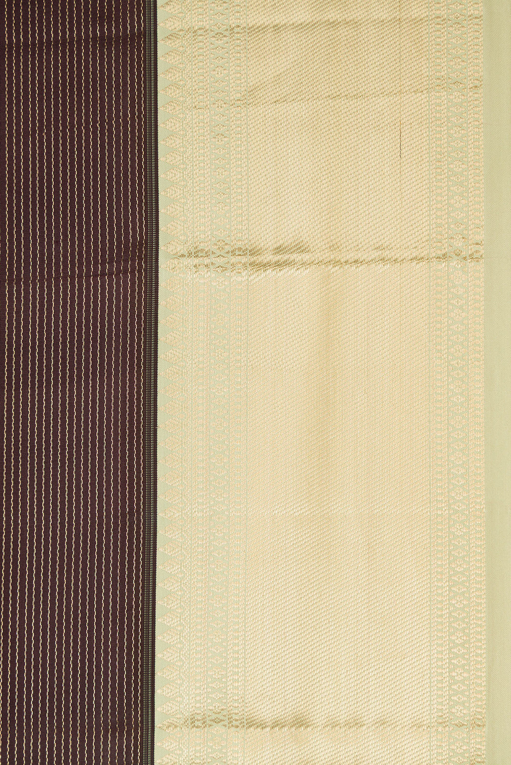 Border image of Coffee Brown Dual Tone Kanchipuram Silk Saree with Stripes on the body and Zari Border. 
