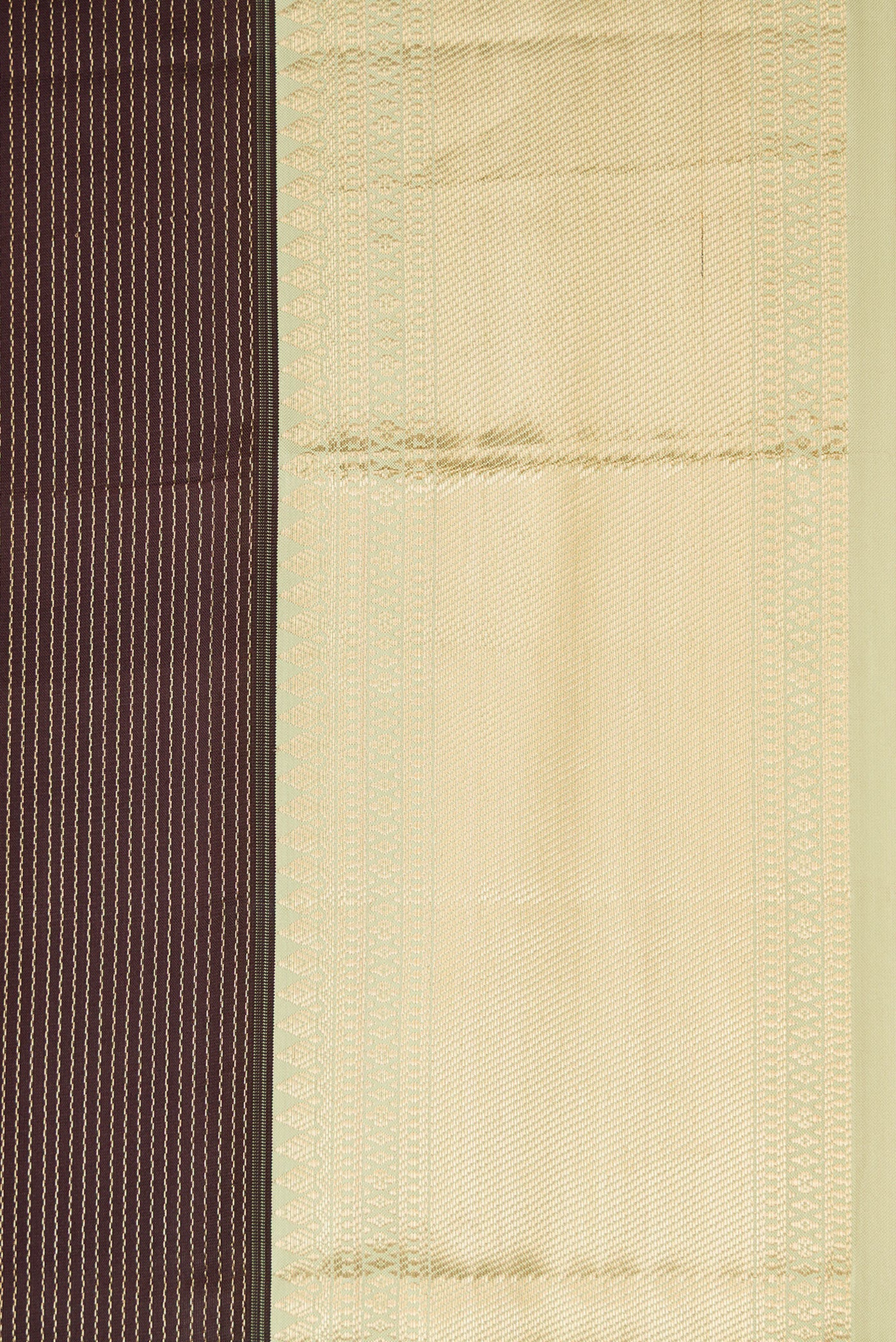 Border image of Coffee Brown Dual Tone Kanchipuram Silk Saree with Stripes on the body and Zari Border. 
