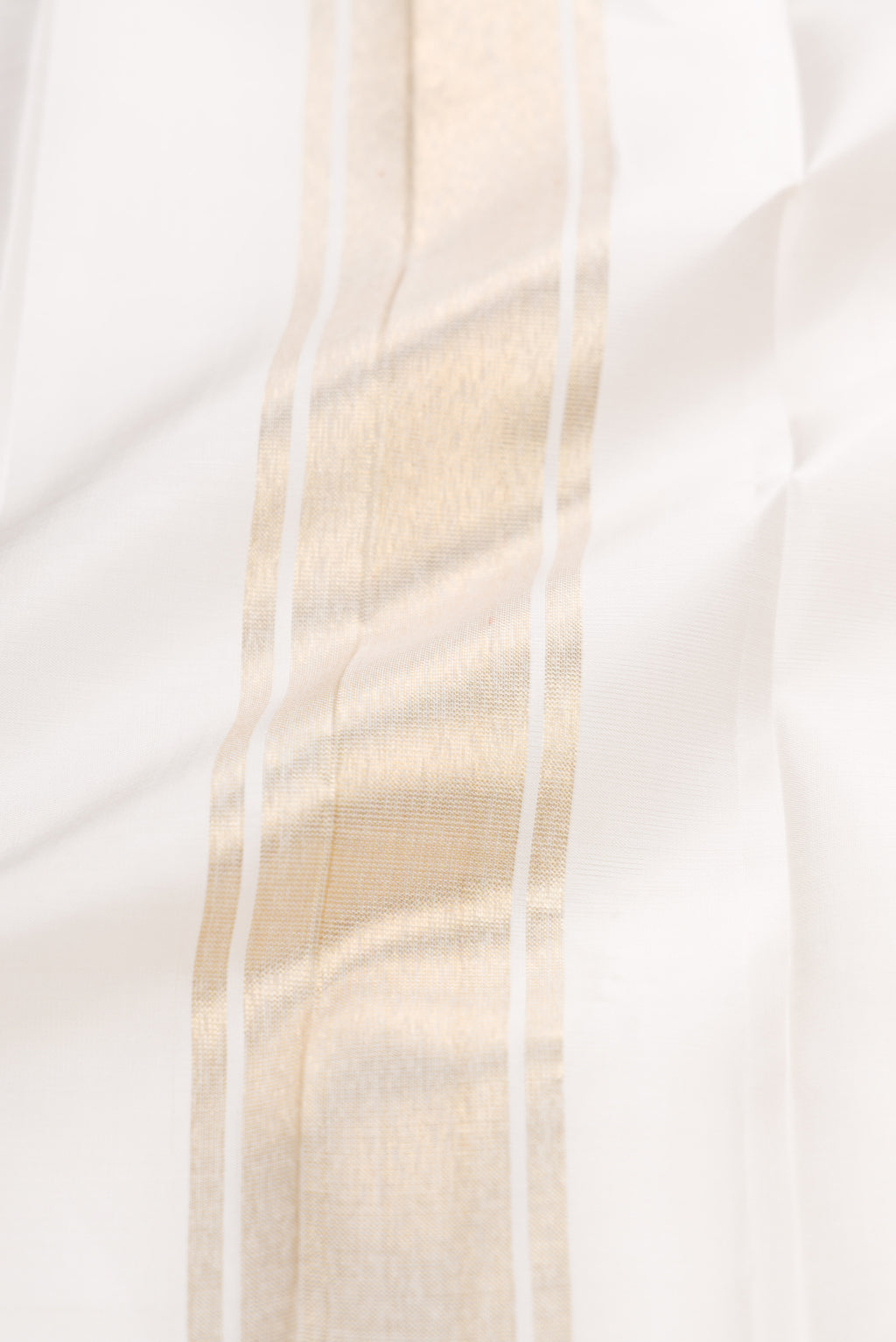 Off White Silk Dhoti With Angavastram (9X 5) Muzham with Plain Body and Zari Border