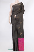 Coffee Brown Dual Tone Soft Silk Saree with Stripes on the body and Without Border.  displayed on a mannequin