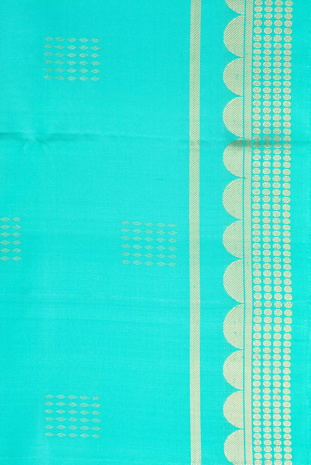 Border image of Sea Green Dual Tone Soft Silk Saree with Zari Butta on the body and Zari Border. 