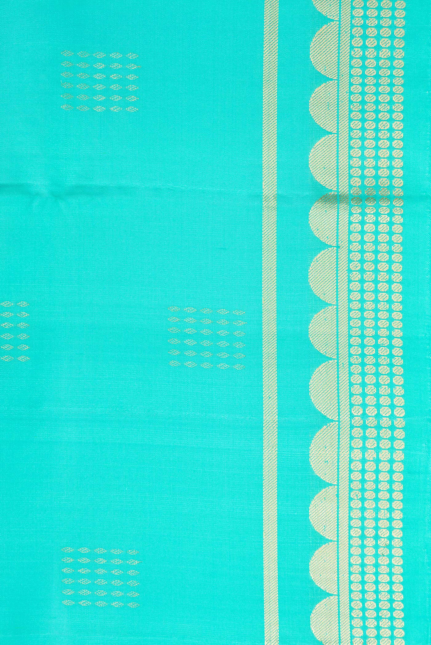 Border image of Sea Green Dual Tone Soft Silk Saree with Zari Butta on the body and Zari Border. 