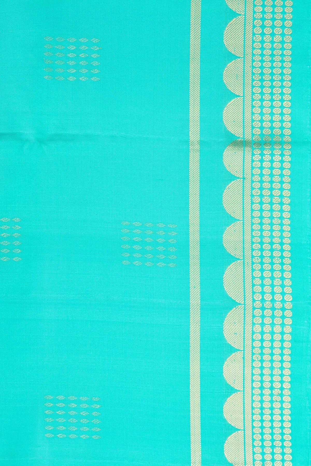 Border image of Sea Green Dual Tone Soft Silk Saree with Zari Butta on the body and Zari Border. 