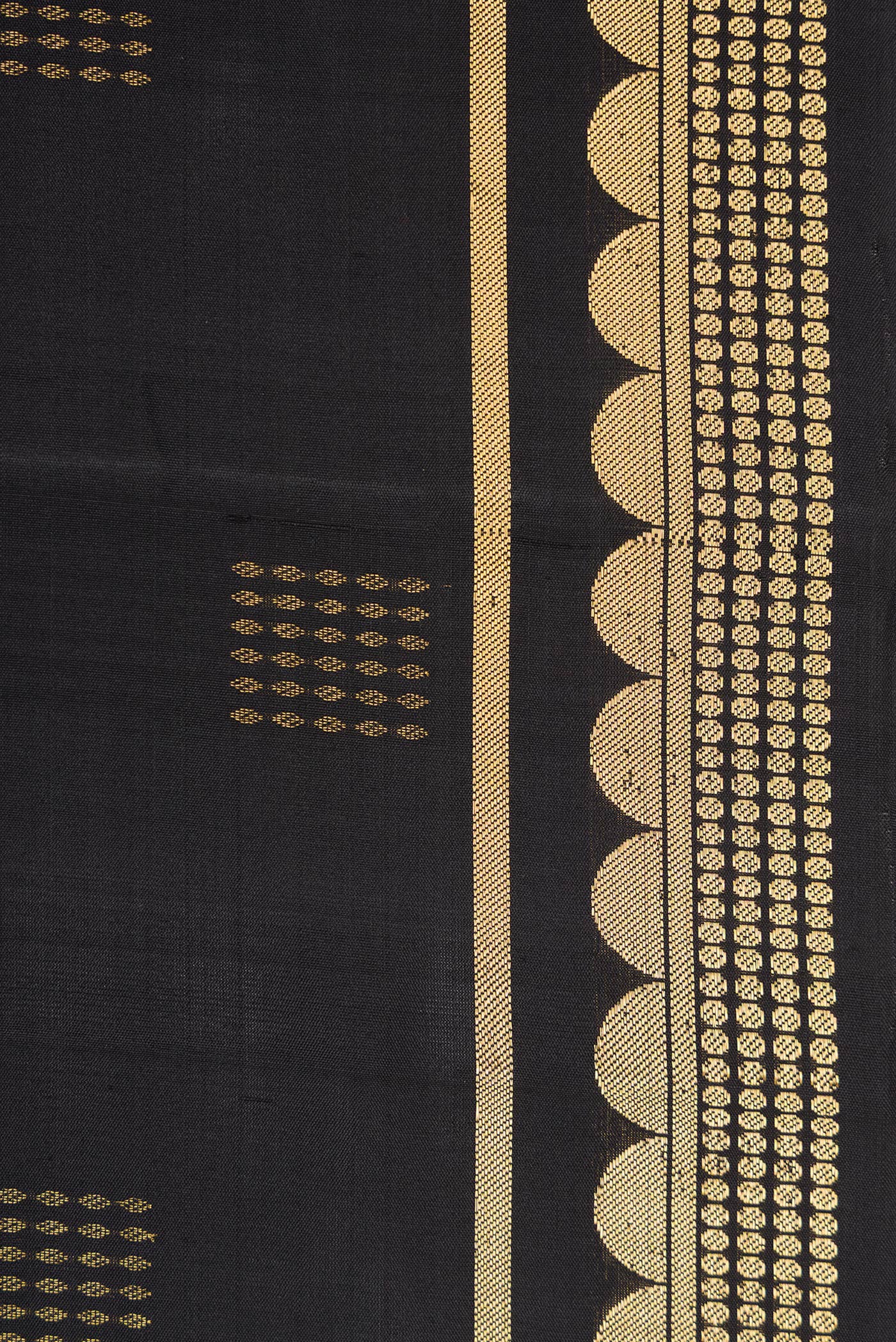 Border image of Black Dual Tone Soft Silk Saree with Zari Butta on the body and Fancy Border. 