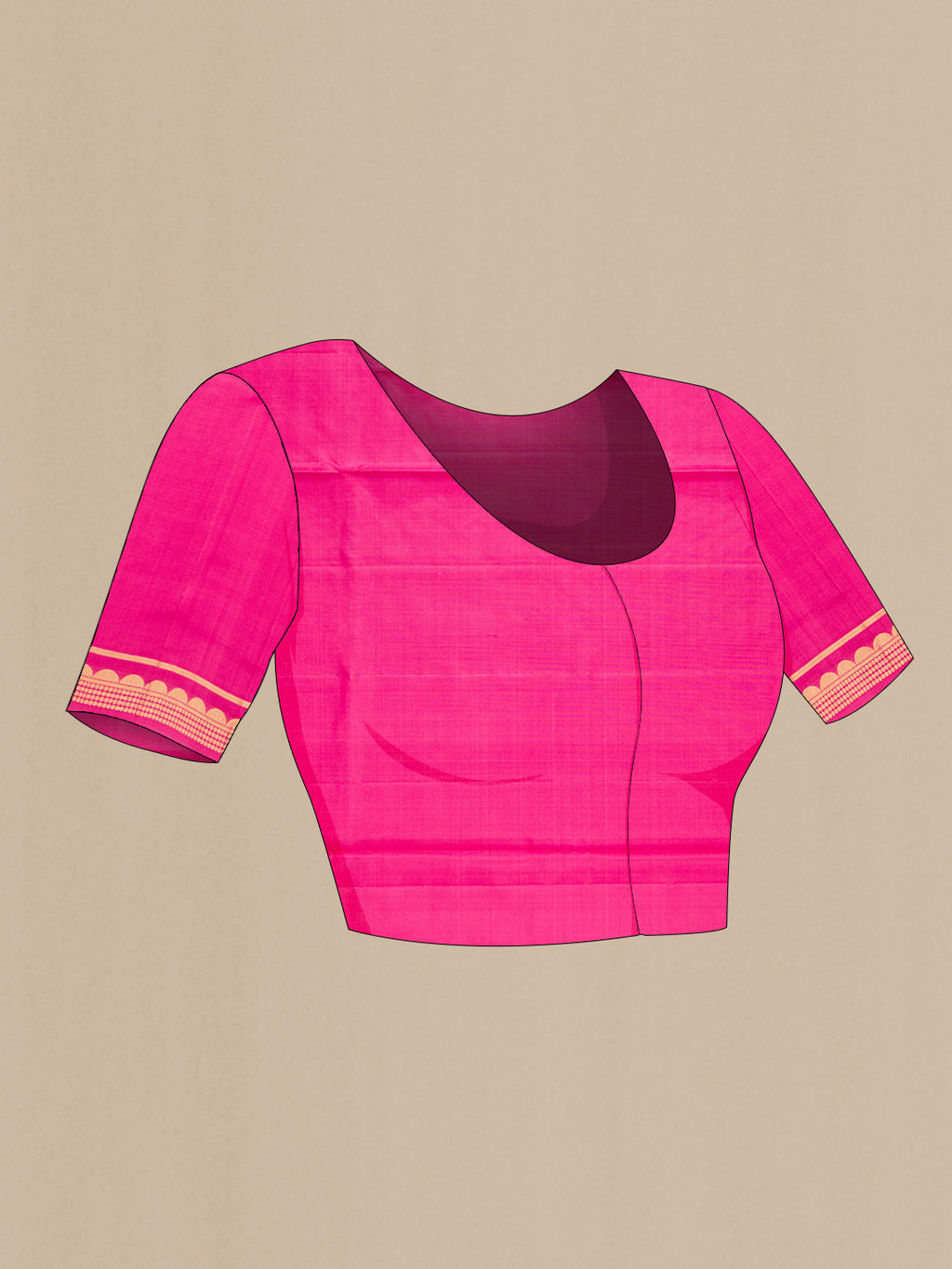 Close up image of the blouse of Pink Dual Tone Soft Silk Saree with Zari Butta on the body and Fancy Border. 