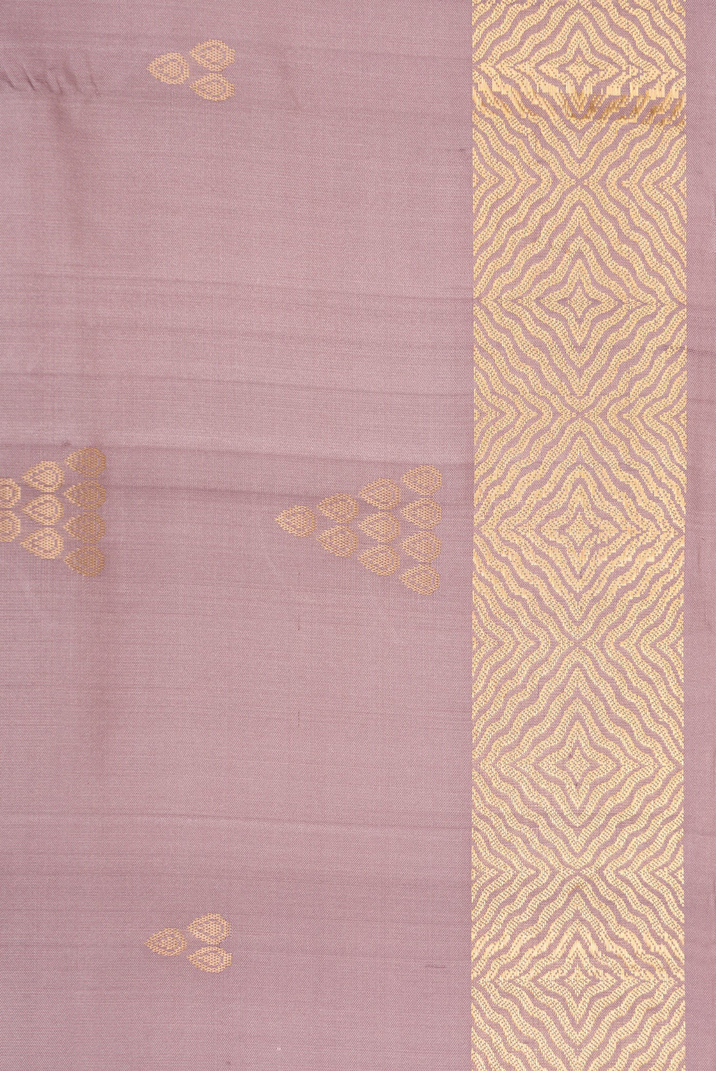 Border image of Rose Gold Dual Tone Soft Silk Saree with Zari Butta on the body and Zari Border. 