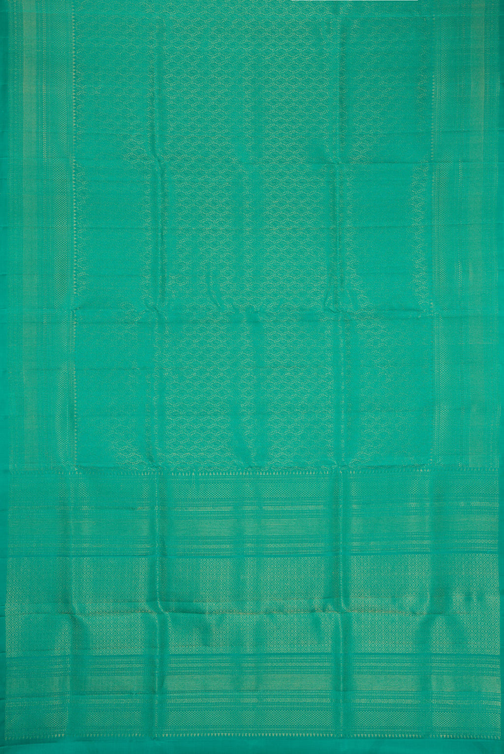 Flat view of Sea Green Dual Tone Soft Silk Saree with Zari Brocade on the body and Fancy Border. 